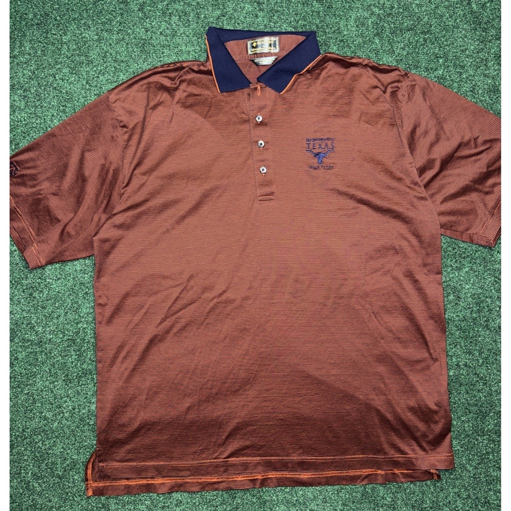 Descent Texas Longhorns Golf Club Polo Men's Size XL Blue Orange Stripe U26
